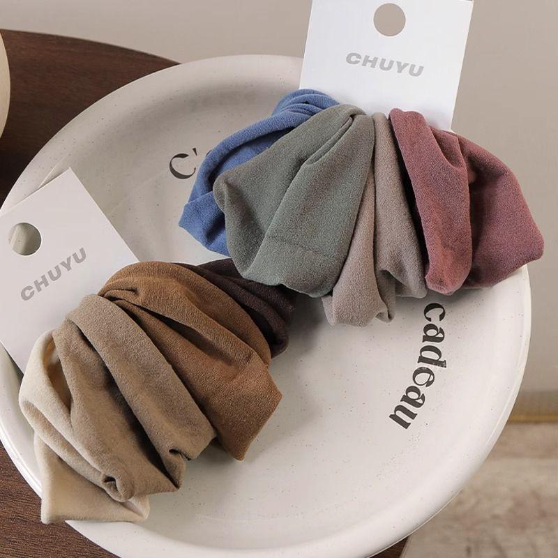 High Elasticity Coffee Color Hair Tie - Versatile 2025 Wide Edge Ponytail Rubber Band for Women