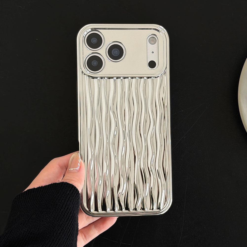 Silver Water Ripple Phone Case for iphone 17 16 15 14 13 11 12 Pro Max X XS Max XR Shockproof Soft Silicone Cover