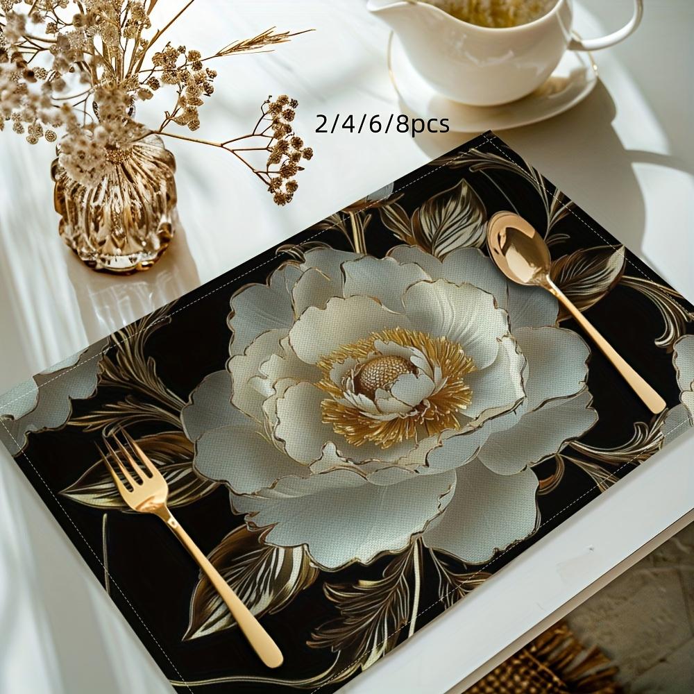 Из 4 штук, Салфетки на стол с весенней цветочной тематикой, Подходят для декора кухни и столовой, Стильные сезонные салфетки для загородного стола 4pcs