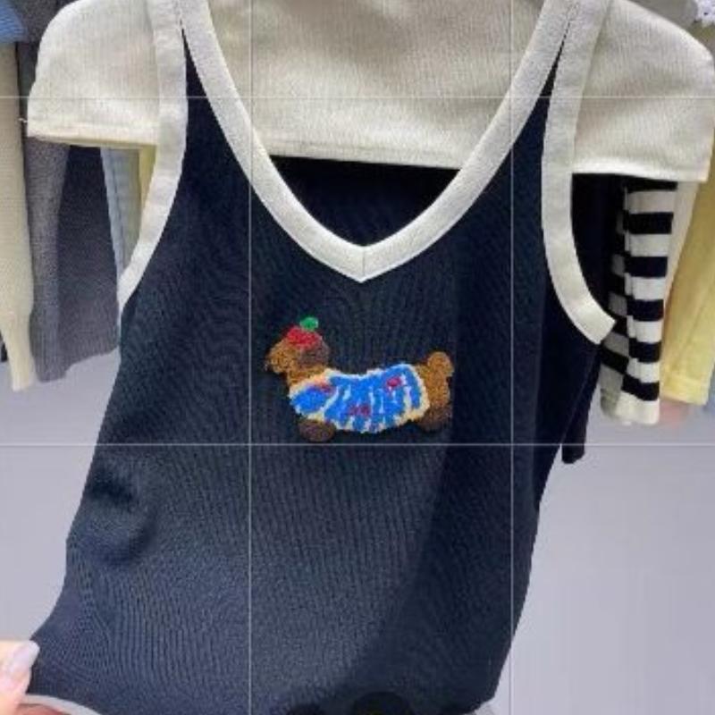 

Летнее Чистое Желание Дизайн в корейском стиле Чувство Моды Блокировка Цвета Круглый Вырез Приталенный Без рукавов Облегающий Внутренний Слой one size чёрный