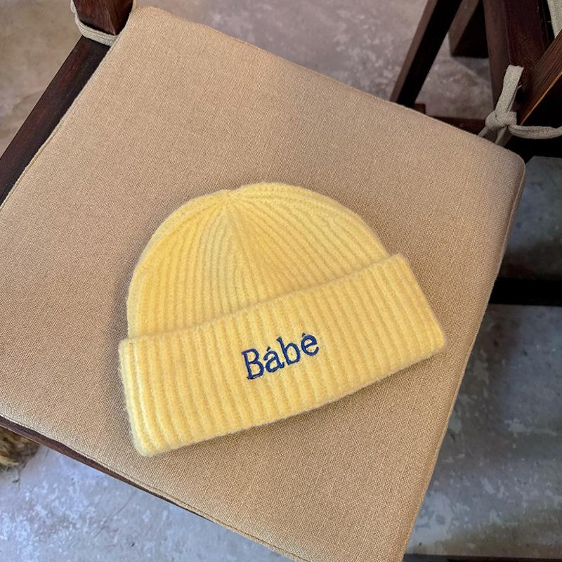 Letter Embroidered Woolen Hat Autumn and Winter Versatile Men and Women Outdoor Cycling Warm Pullover Knitted Woolen Hat