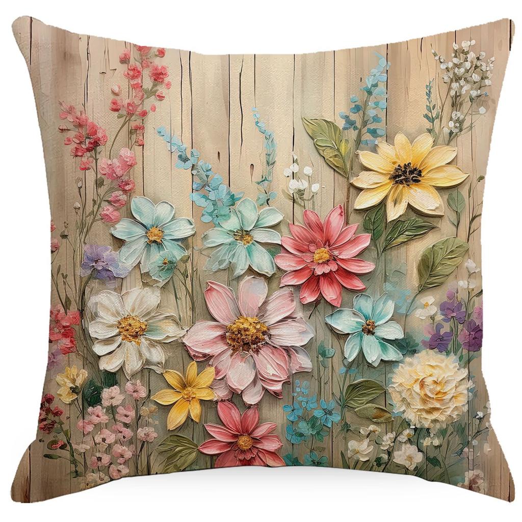 New Retro Floral Pillowcase Creative Oil Painting Engraving Style Print Home Sofa Cushion Pillowcase