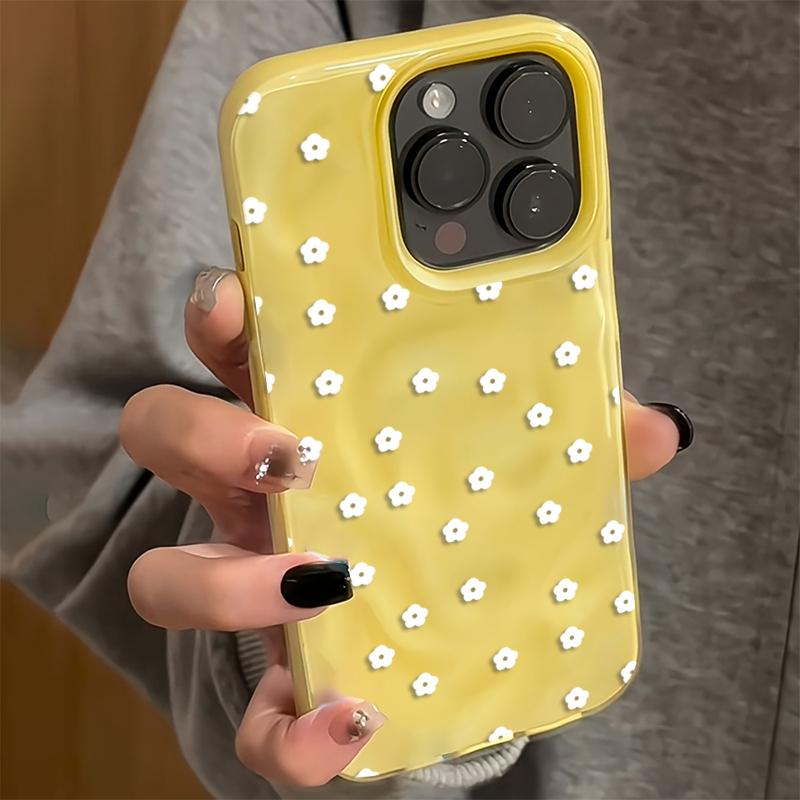 Shockproof Phone Case for iPhone 17 16 Plus 15 Pro 14 13 12 11 Pro Max 17 Air 16E Cute Ditsy Floral White Flower Soft TPU Cover