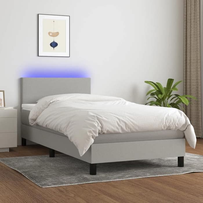 Maison Exclusive - Sommier à lattes de lit avec matelas et LED Gris clair 90x190cm