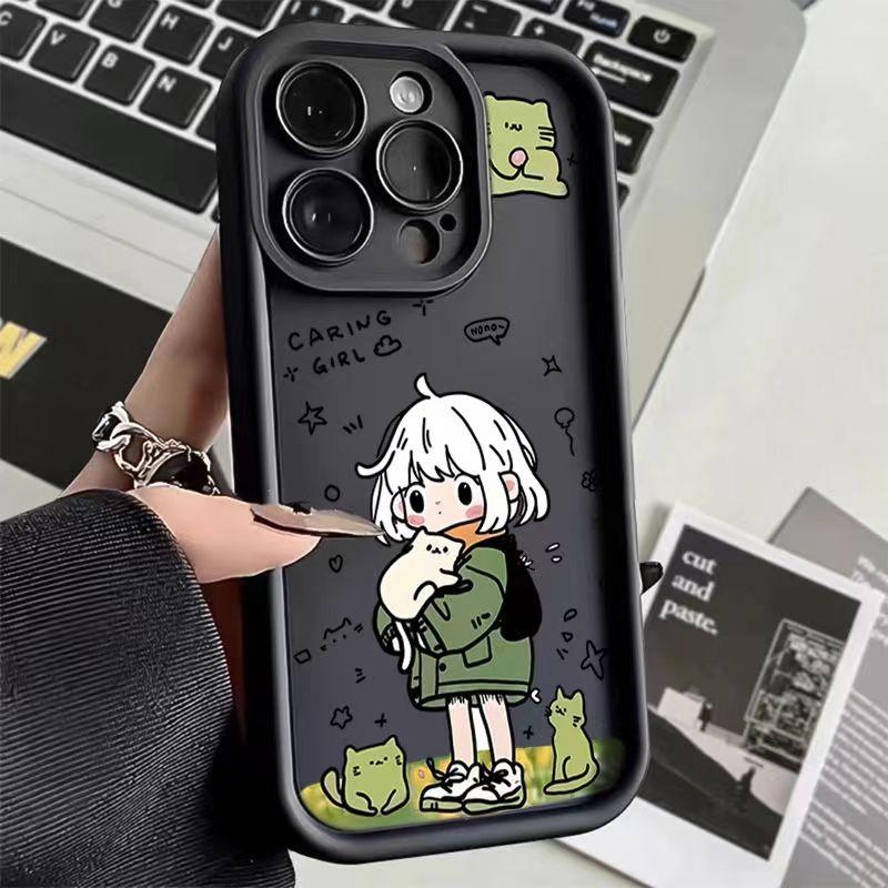 Cute and Fun Girl Phone Case For iPhone 16 15 14 13 12 11 X XR Xs SE 2022 8 7 Plus Pro Max 16E Silicone Shockproof Back Cover