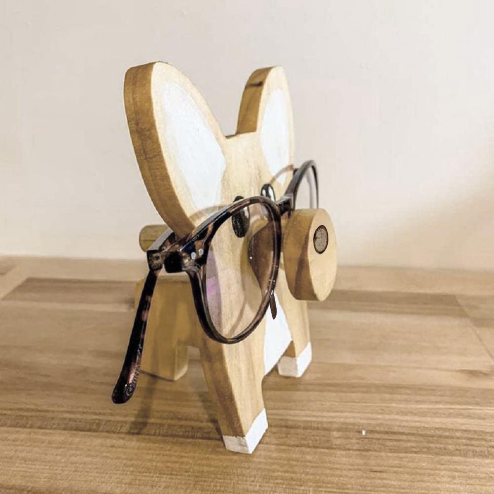 Corgi Glasögonställ Träprydnader Julklapp Skrivbordsdekoration Konstverk Vardagsrum