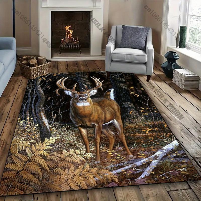 Patriotic Deer Rug for Rustic Home