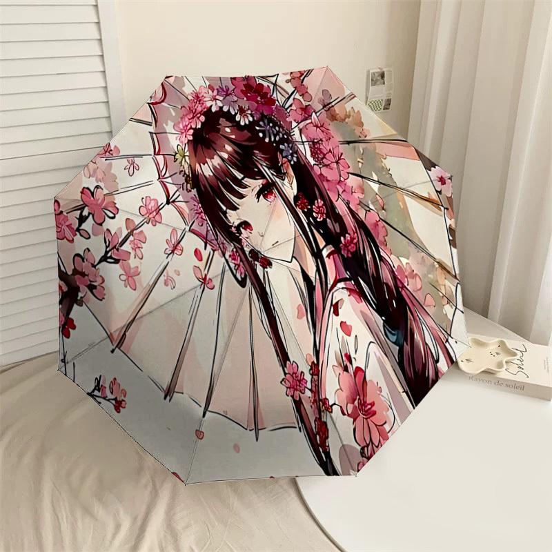 

1PC cherry blossoms umbrella Umbrella-8-Rib Reinforced, Automatic Open, Lightweight & Durable, Cute Fashion Accessory for Outdoor, Beach, or Casual Us