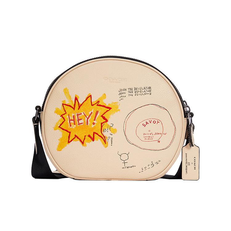 

New COACH Basquiat Collaboration Leather Handbag, Shoulder Bag, Crossbody Bag Small Size Women s Ecru C5451-QBT04 22.4*6.4*19.1CM