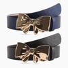 Bow Metal Knot Pu Leather Waist Belt Solid Color Waistband Women Fashion Gift