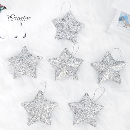 Χριστουγεννιάτικο μενταγιόν 6 τμχ αστραφτερό 3D σε σχήμα αστεριού με κορδόνι Glitter Star στολίδι για χριστουγεννιάτικο δέντρο DIY Craft Διακόσμηση πάρτι