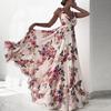 2026 Spring/Summer Women's European & American Backless Print Sleeveless Spaghetti Strap Maxi Dress