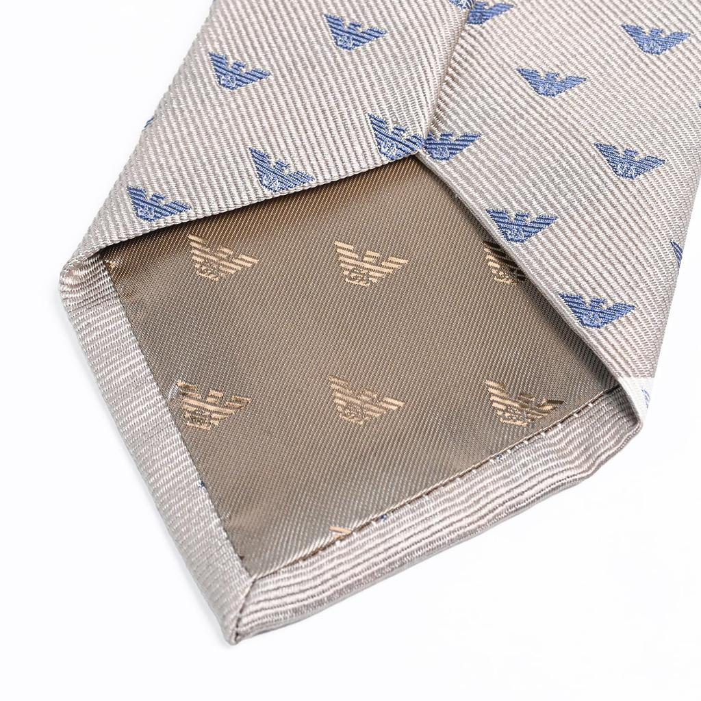 Emporio Armani Eagle Made in 340075 3R616 00050 Men's Tie, 7.5cm Wide, 100% Silk, Logo, Beige, Italy, [Used]