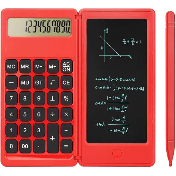 Desk Calculator, Desktop Small Calculators with Writing Notepad, Basic 4-Function Math Large Button Calculator, School Supplies for Kids, Middle/High