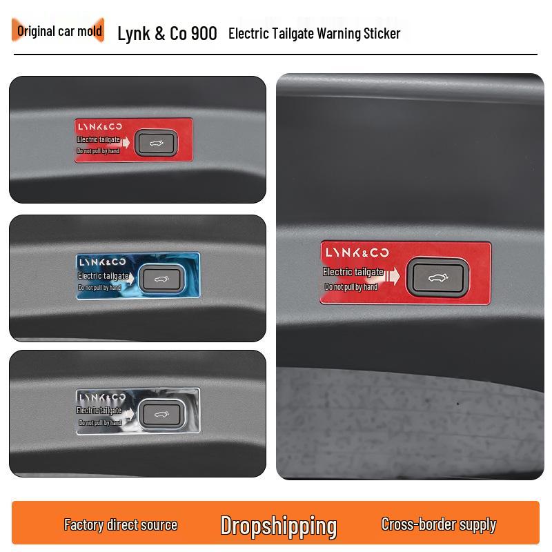 Sada tlačítek elektrického víka kufru a varovných samolepek na kufr Lynk & Co 900
