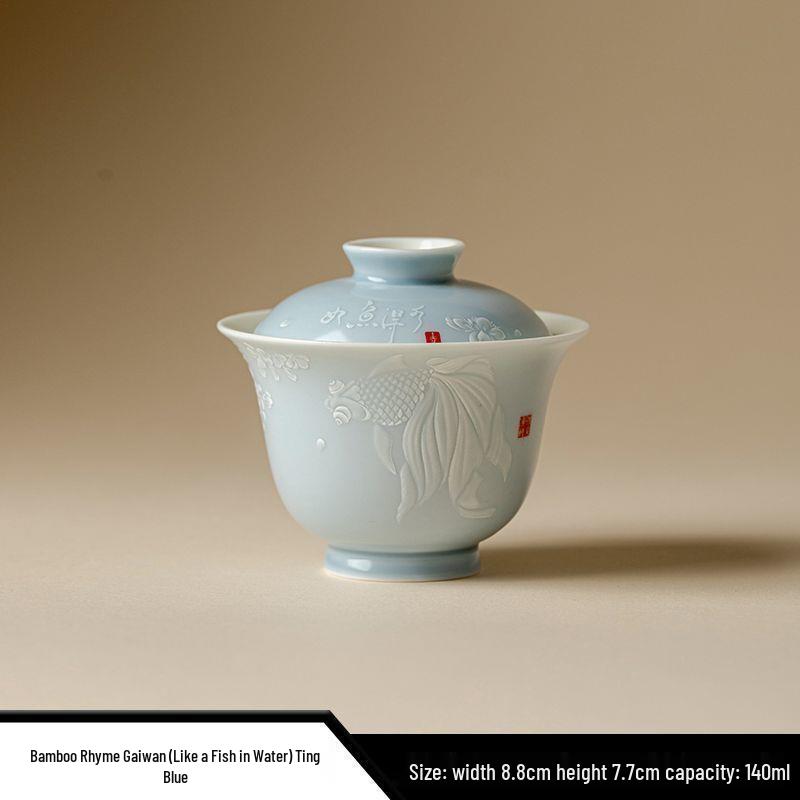 Vibrant Ceramic Gaiwan Tea Set: Two-Piece Kung Fu Tea Bowl for Ladies, Perfect for Fresh, Individual Brewing