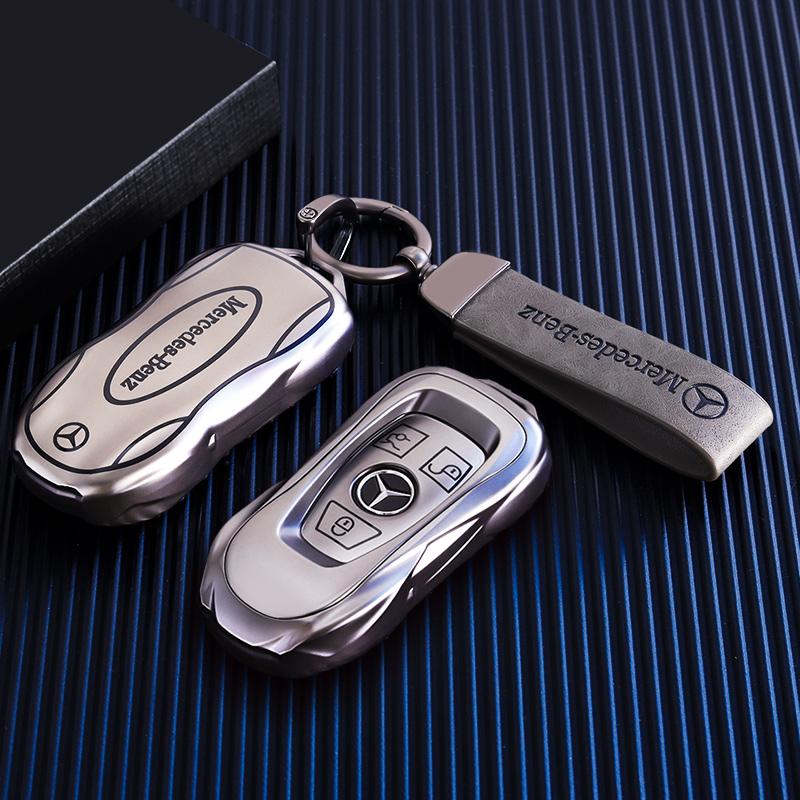 PZQ2 Leather Car Key Case Cover Fob Protector for Mercedes Benz GLC300L E30 W207 A C E S G GLS Class W177 W205 W213 W222 G63 X167 AMG