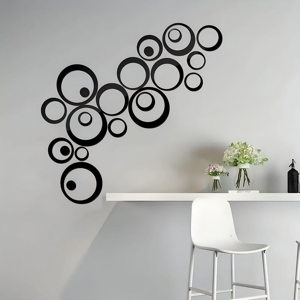Set of 24 Round Acrylic Mirror Wall Stickers for Living Room or Bedroom Decoration