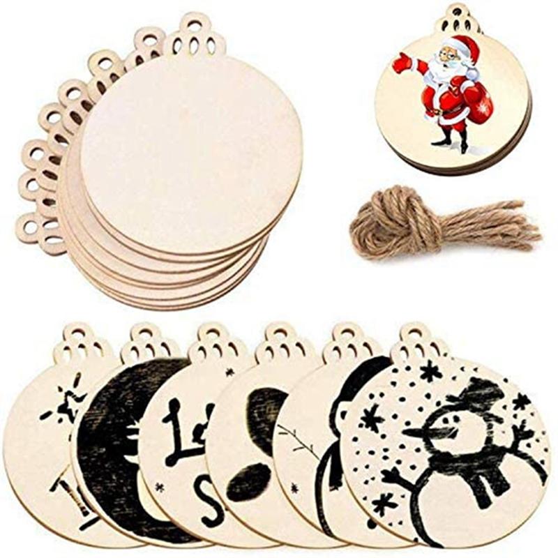 Good-Wooden Crafts Christmas Wood Pendant Home Decoration Hand-Painted DIY Props Christmas Party Tree Accessories