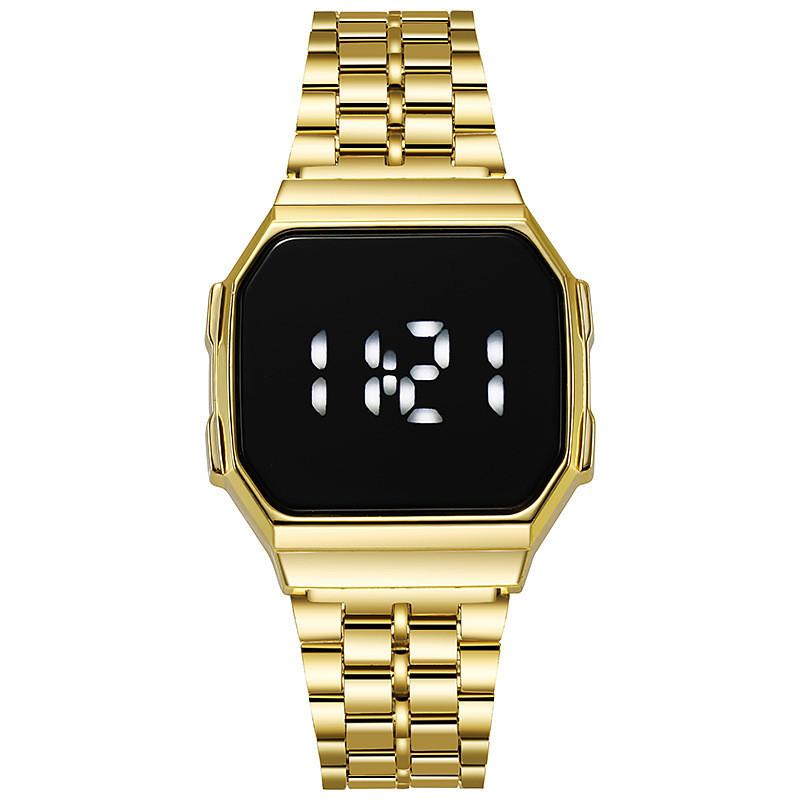 F91 Metal Band Touch Screen Led Digital Watch For Women Casual Fashion