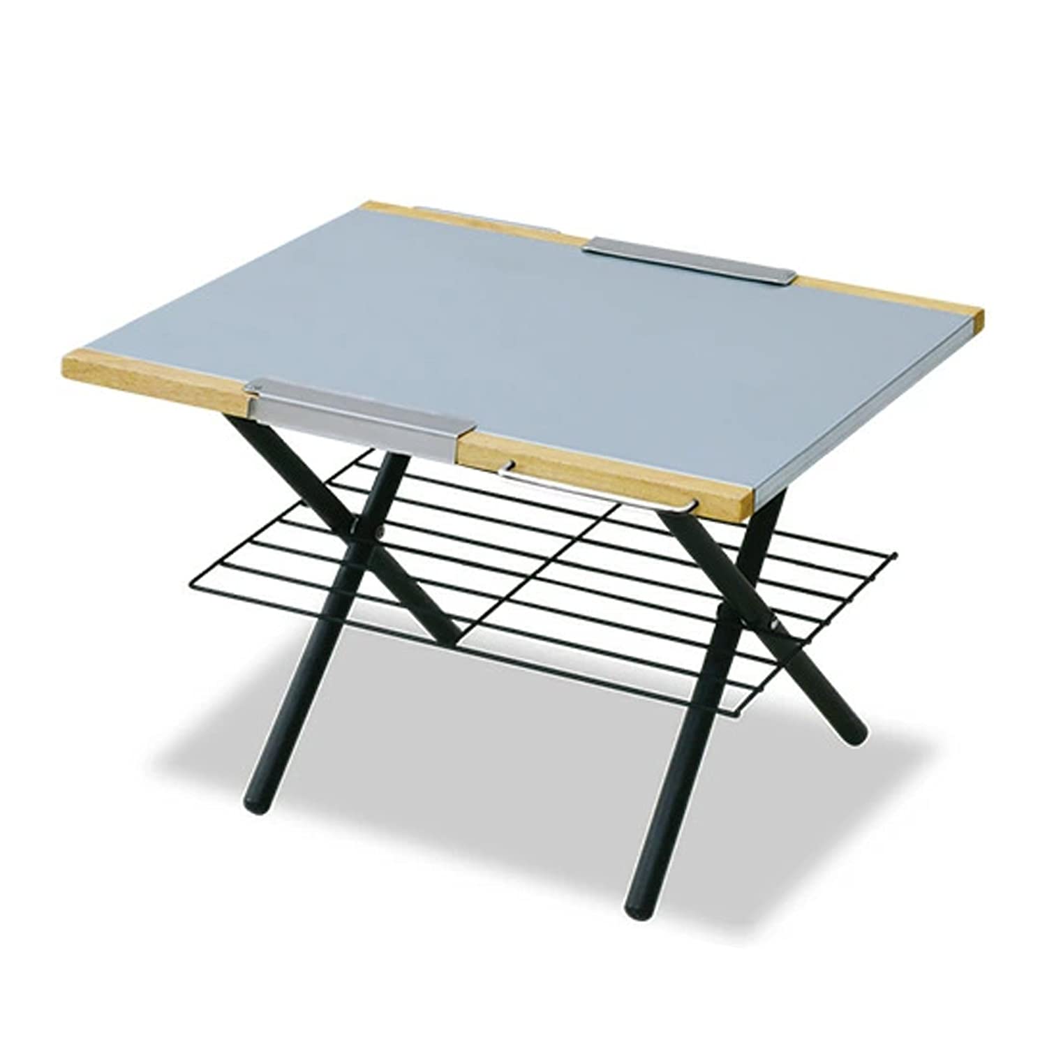 

Collection Table Camping Outdoor Bonfire Heat and Rust Resistant Compact Silver Fireside Table with Net Shelf [Campers Yamazen] FST-5040 серебряный