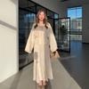  European and American Amazon Women's New V-Neck Long Sleeve Lotus Leaf Edge Waist Top Wide Pendulum Long Skirt Temperament Set
