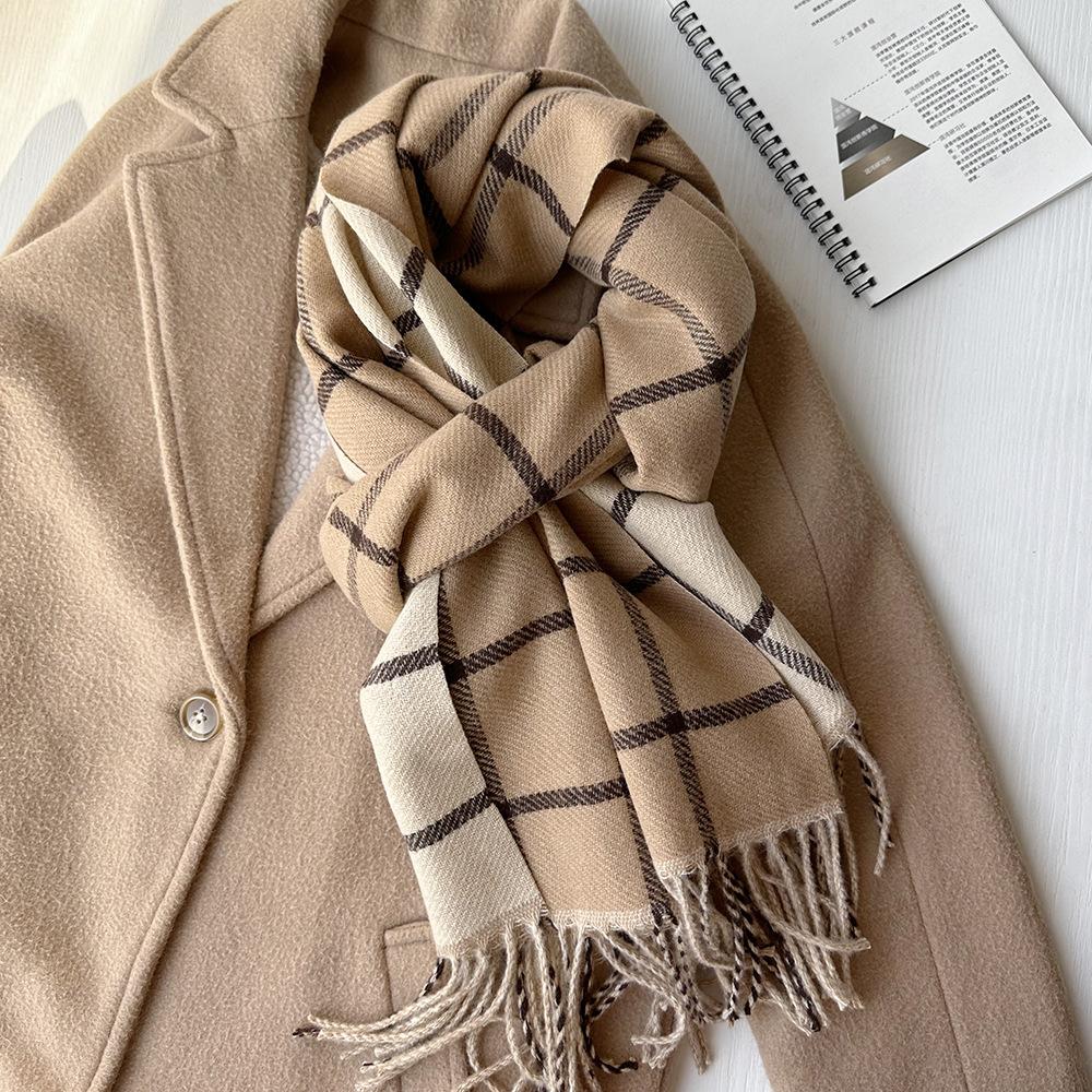 

Новый шарф двусторонний двухцветный универсальный высококачественный весенне-осенний шарф длинный шарф-шаль из имитации кашемира 206*45cm