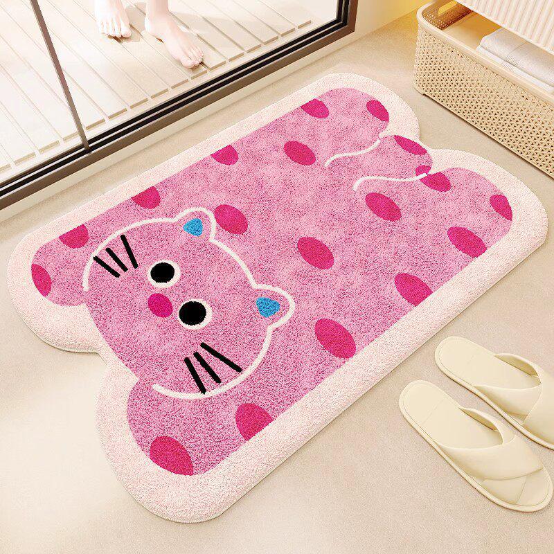Cartoon Puppy Imitation Cashmere Floor Mat: Absorbent, Insulating Door Mat for Shower Room