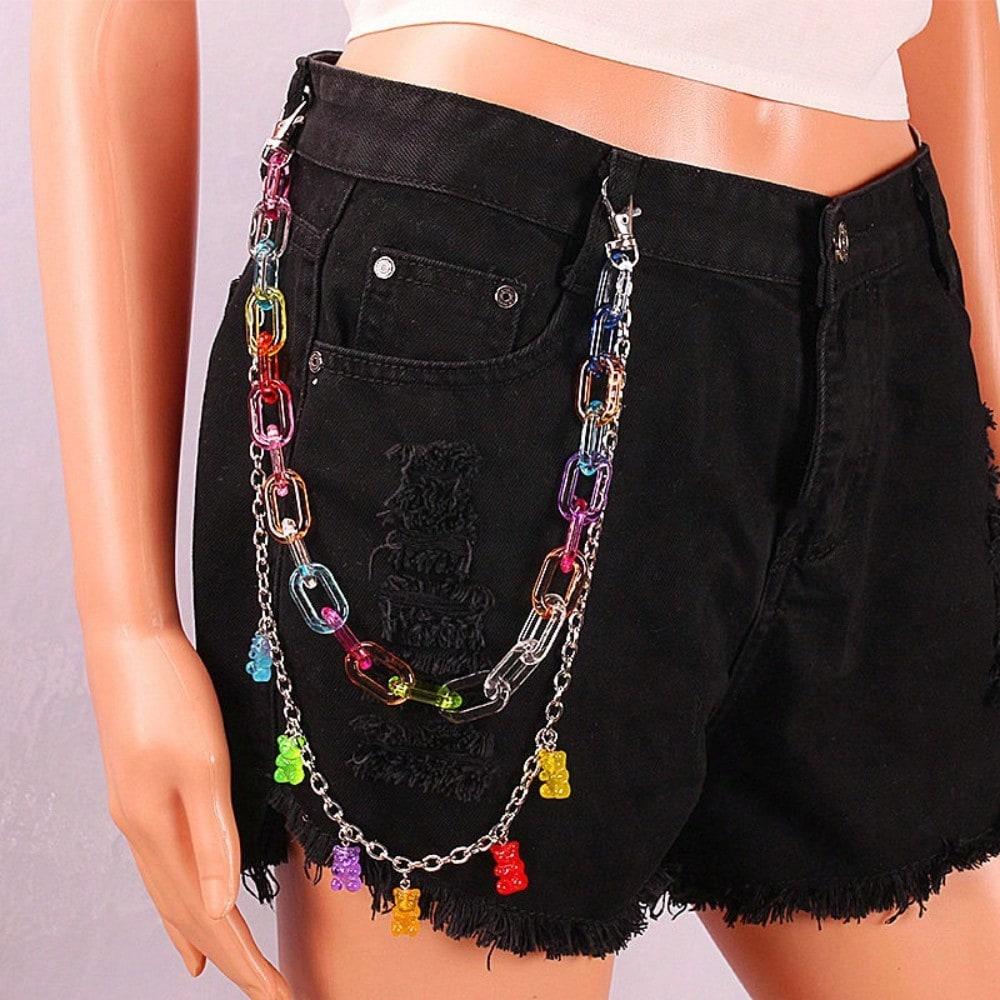 European and American Jewelry Sexy Candy Color Bear Waist Chain Trouser Chain Women's Fashion Color Chain Trouser Chain Decoration