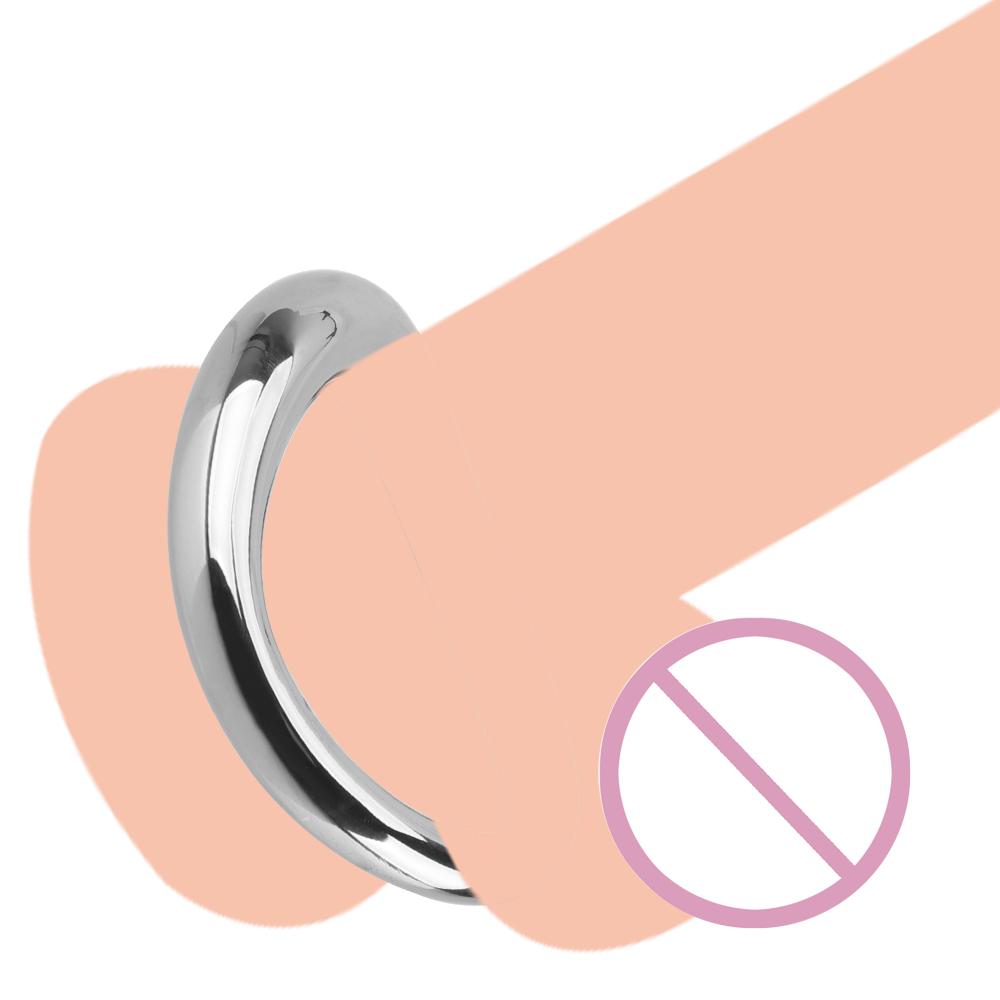 Erwachsenenprodukte Verzögern Ejakulation Penisring Sexspielzeug für Männer Penis Knechtschaft Verschluss Metall Hodensackdehner Edelstahl