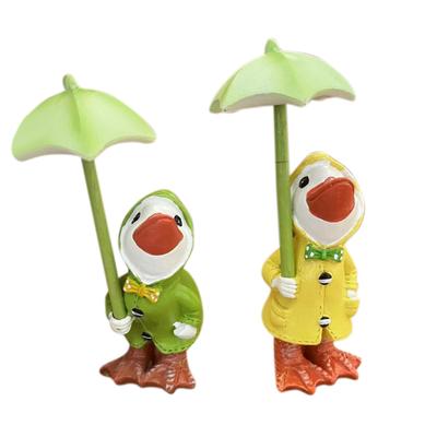 Garden Decoration, A Pair Of Ducks, 12 Cm High, With Detachable Umbrella 5ML