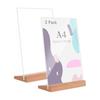 2 Pack A4 Acrylic Sign Holder, Vertical L-Shaped Display Stand for Photos, Cards, Menus, Transparent Pop Stand with Protective Film