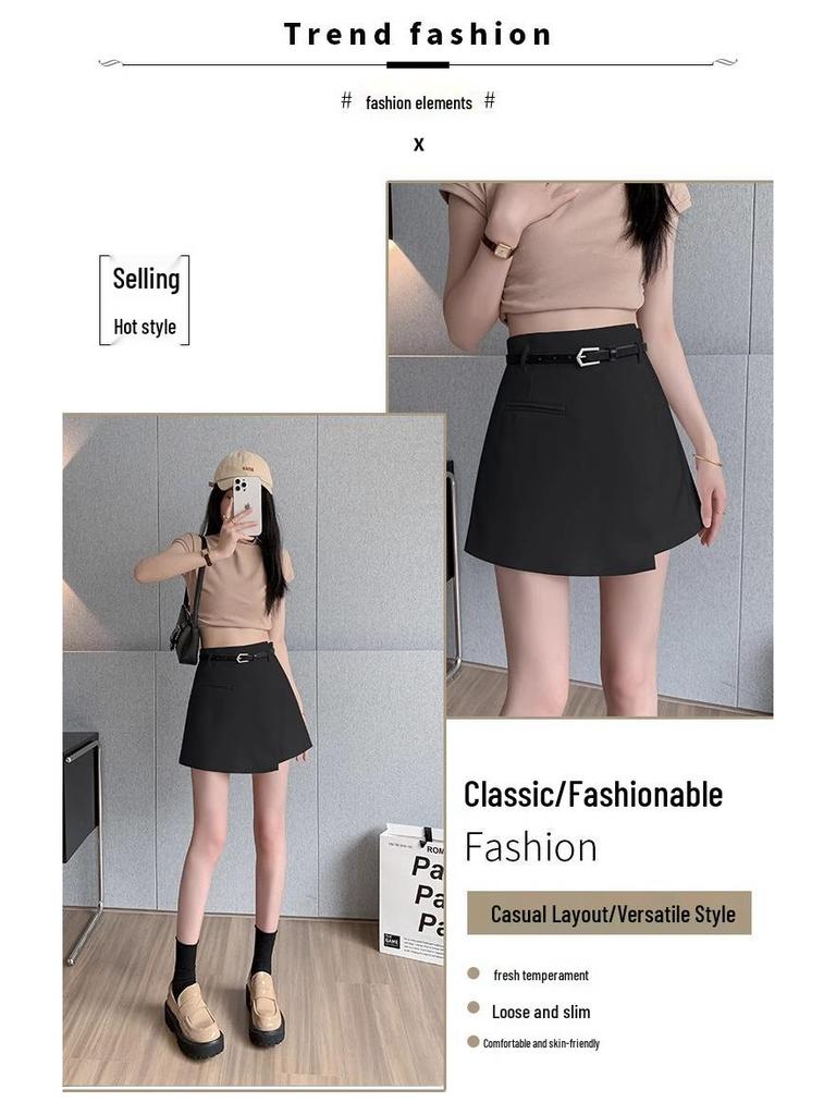 Women's High-Waist White A-Line Culottes Skirt - Spring 2025