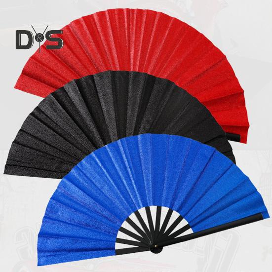 Glitzernder Kung-Fu-Faltfächer, Tanzperformance, Handventilator, tragbar, leicht, Sommer-Kühlventilator, Dekoration, Party-Zubehör