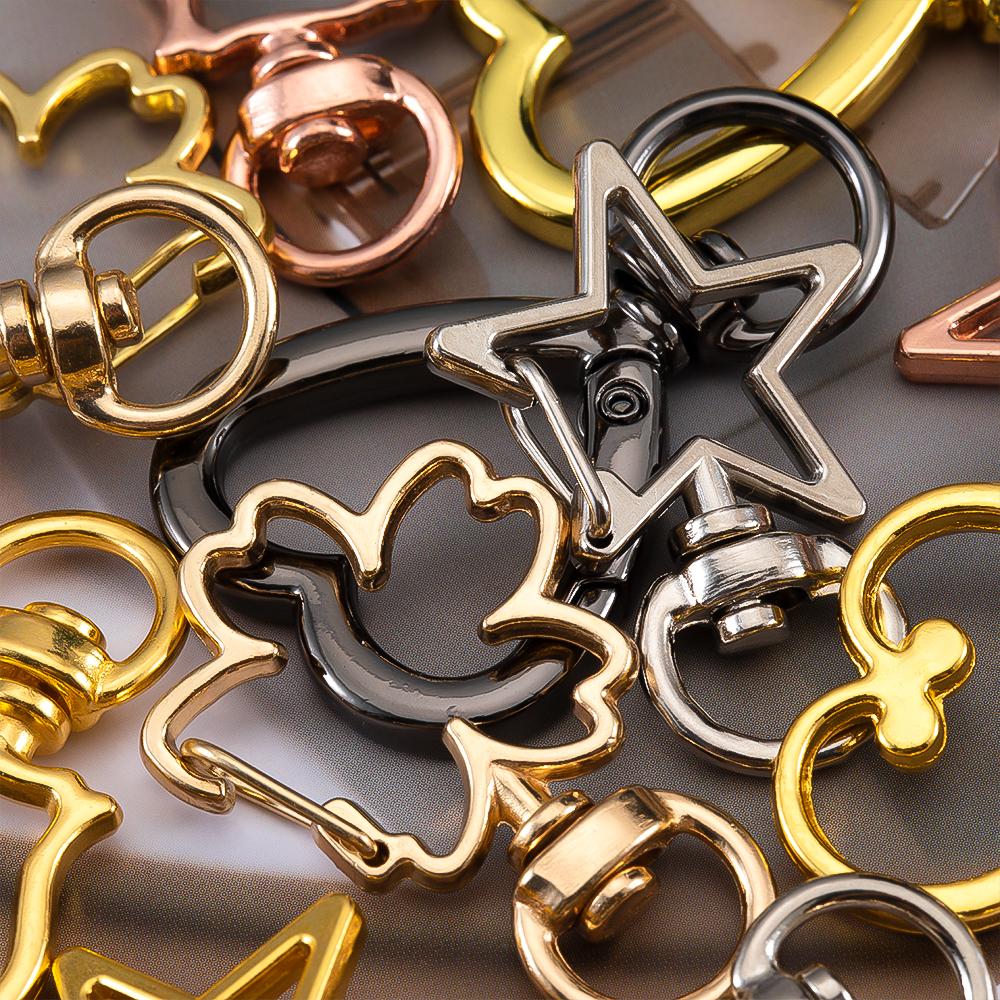 5pcs Pet Dog Buckles Connector Openable Metal Sping Clasp Star Heart Cat Flower Ring Carabiner Keychain Bag DIY Jewelry Findings