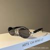 New oval metal retro sunglasses for women, high-end brand no-makeup street style European and American sun-protective sunglasses