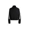 Women's Black White 3-Stripes Stand Collar Woven Windproof Jacket GU9684
