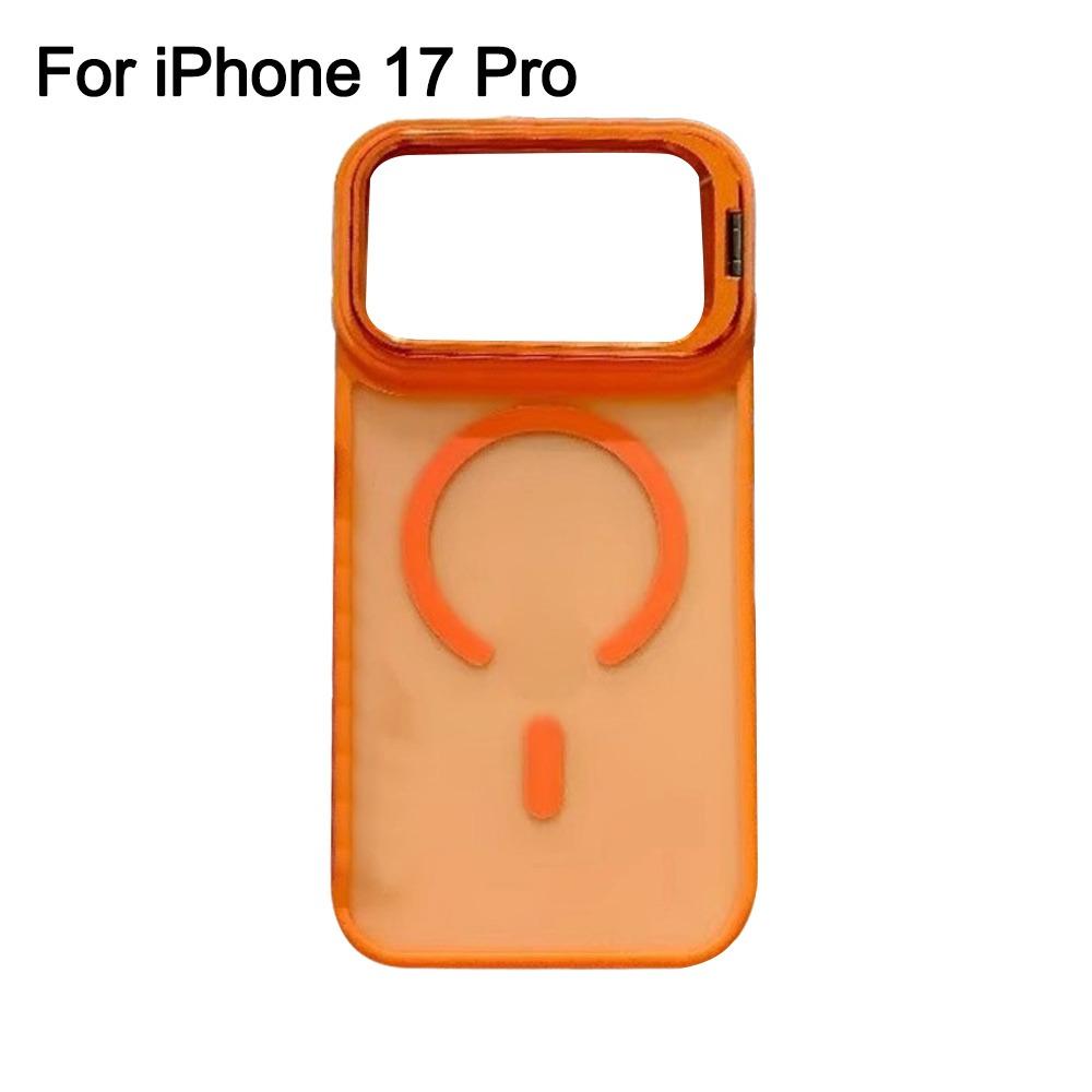 Frosted Matte Translucent Magnetic Case For iPhone 17 17Pro 17Air 17 Pro Max Metal Bracket For Magsafe Wireless Charge Cover