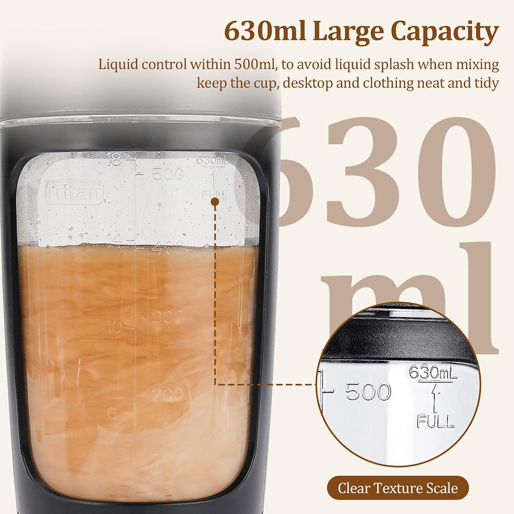650ml Electric Shaker Bottle Portable Whey Protein Shaker Automatic Stirring Blender Multipurpose Juice Mixer Cups Fitness Work nero