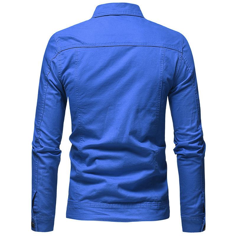 Men's Slim Denim Lapel Jacket - Solid Color, Large Size for Autumn & Winter