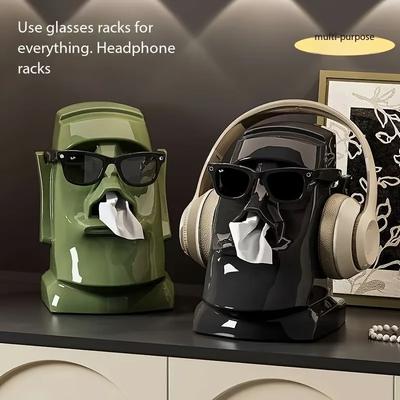Cool Stone Carving 3 In 1 Tissue Box Bluetooth Headphone Hanger Living Room Decoration Headphone Display Stand