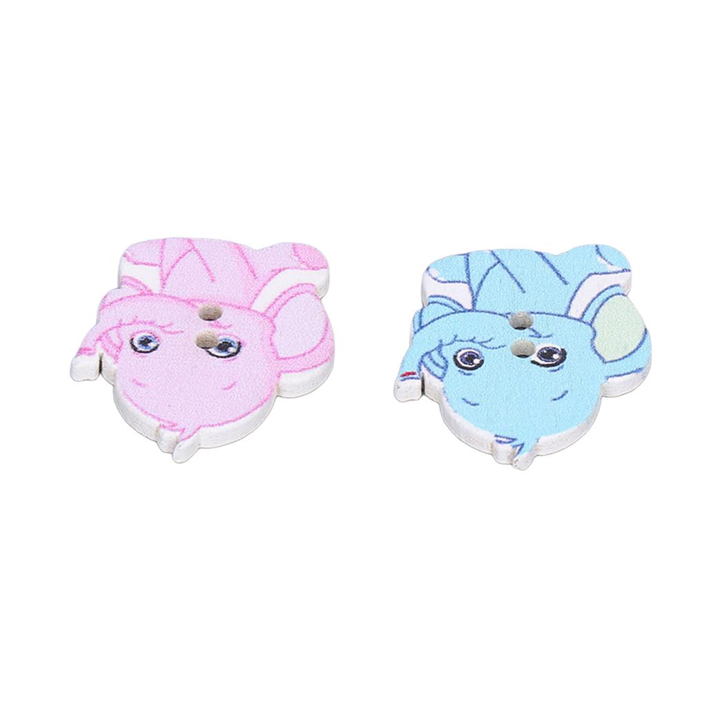 150Pcs Wooden Buttons Cartoon Elephant Two Colors High Durable Light Weight Easy Storage Widely