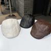 Autumn Winter Flat Cap British Style Newsboy Hat Duckbill Cap Leather Beret  Street Styling