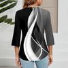 Women's V-neck Gradient Print Three-quarter Sleeve Fashion Top