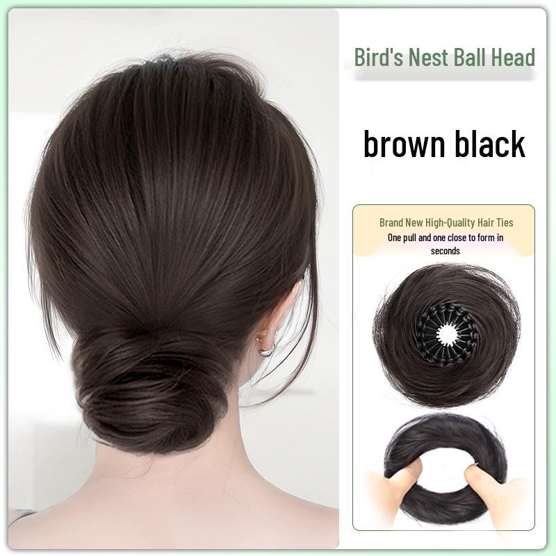 Women's Fluffy Bird's Nest Hair Bun Wig & Hair Tie