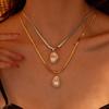 GEMCHIC Women's Baroque Pearl Stainless Steel Necklace Fashion Geometric Design