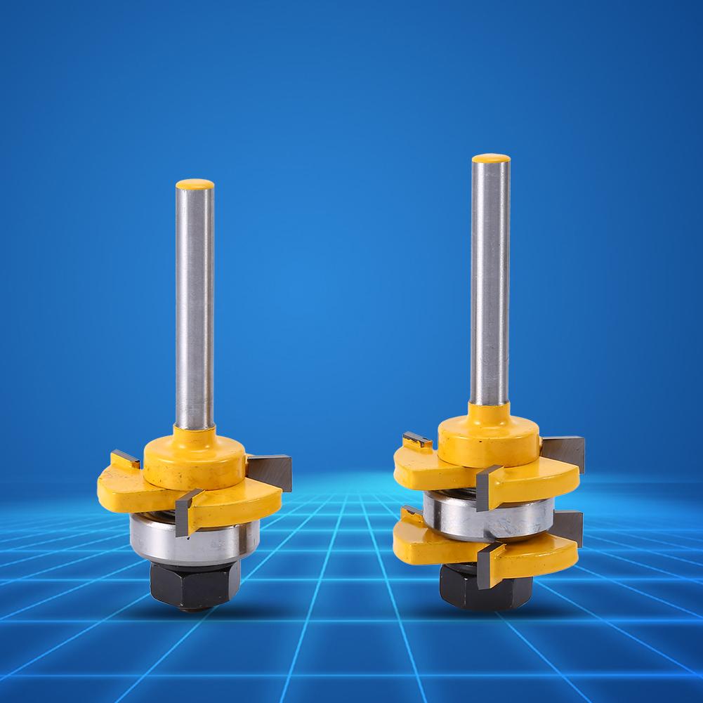 2er Set Schaft Passende Nut- und Federfräser 34in Lager 14in Schaft 3 Zähne T-Form Holz