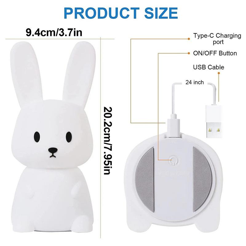 Bunny Lamp Cute Rabbit Lamp Color Changing Silicone Lamp Animal Lamp Rechargeable Night Light Toddler Night Light For Special