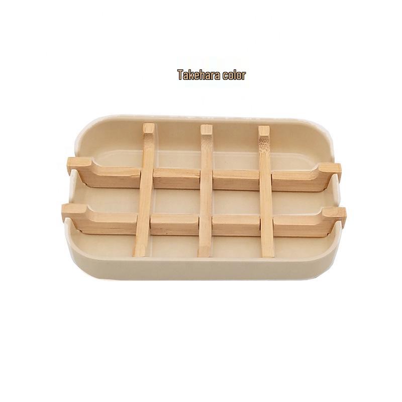 Biodegradable Bamboo Fiber Soap Holder and Eco-friendly Wood Tray