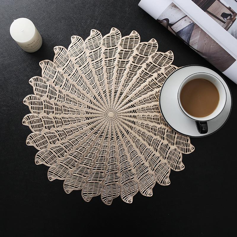 38x38cm Conch Hollow Gold Silver Placemat Home Restaurant PVC Heat Insulation Pad Dinner Table Mat